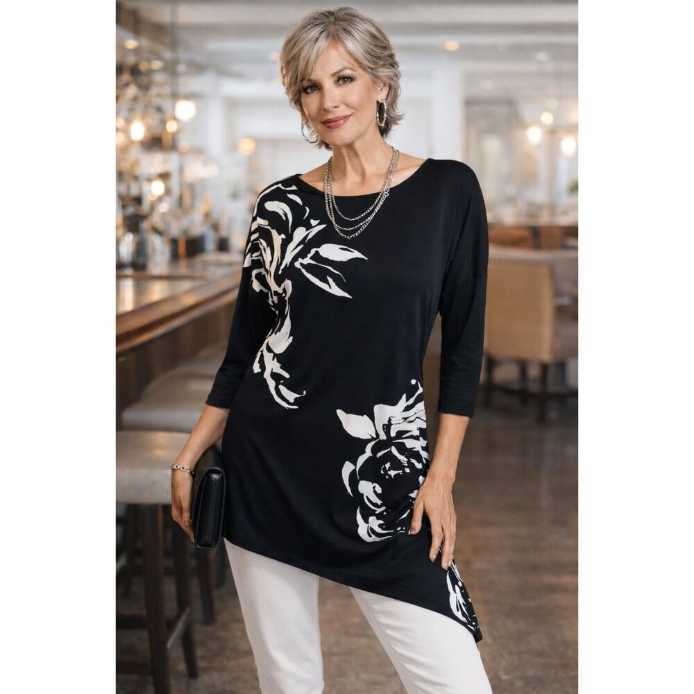 Corporate Chic Chico’s Asymmetrical Tunic | Modern Sultry | Small (0)